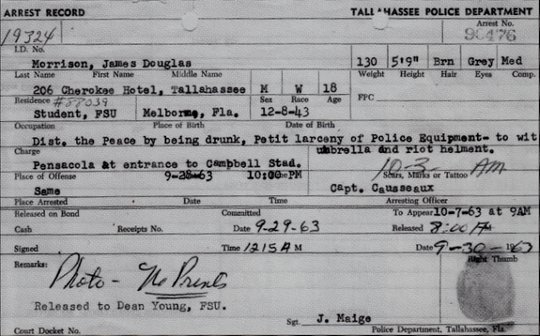 Jim Morrison Arrest Record
