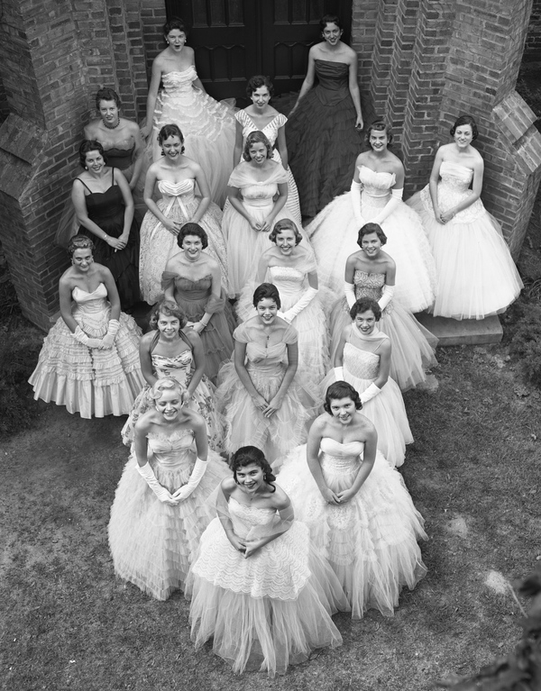 Kaye Batchelor, 1957 May Queen, poses in front of her May Court attendants - 1957 - Tallahassee, FL